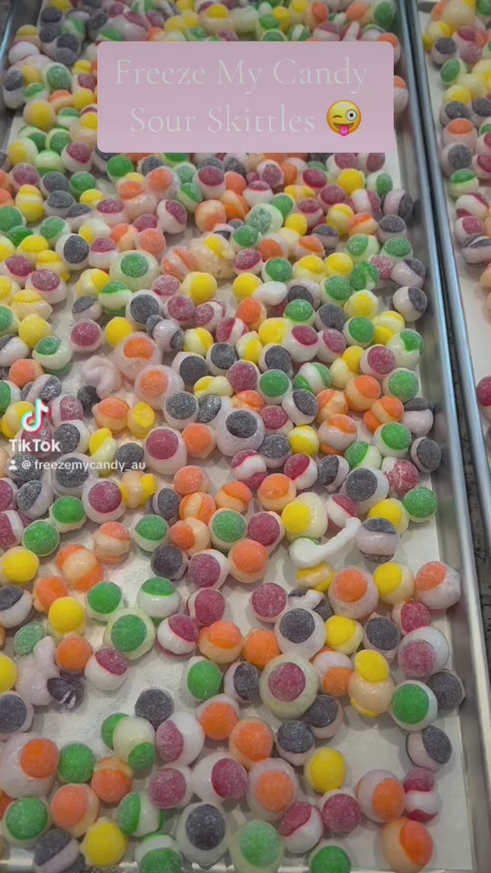 A video with Freeze Dried Skittles SOUR